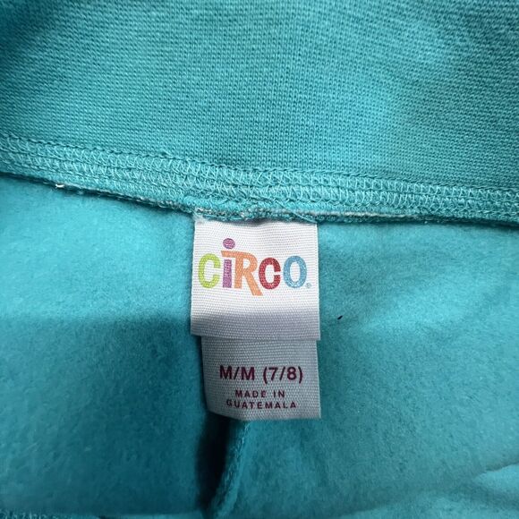 New Circo Girls Fleece Straight Pants Small 7/8 Teal Melange Pull-On Tie Waist - Picture 4 of 5